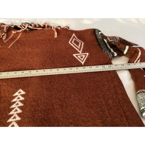NEW DOE & RAE SOFT WARM AZTEC SWEATER CARDIGAN - OPEN FIT & stretchy‎ Sz- L - Picture 7 of 7